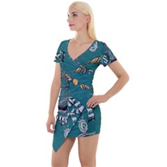 Short Sleeve Asymmetric Mini Dress 
