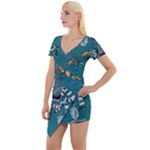Slytherin Pattern Short Sleeve Asymmetric Mini Dress