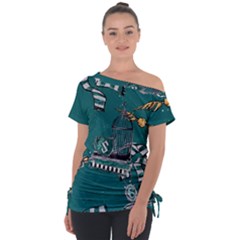 Off Shoulder Tie-Up T-Shirt 
