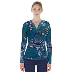V-Neck Long Sleeve Top 
