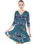 Slytherin Pattern Quarter Sleeve Front Wrap Dress
