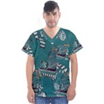 Slytherin Pattern Men s V-Neck Scrub Top