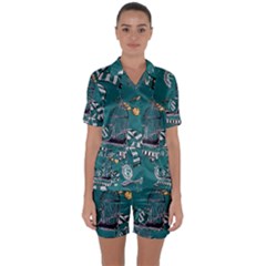 Satin Short Sleeve Pajamas Set 