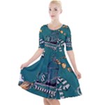 Slytherin Pattern Quarter Sleeve A-Line Dress