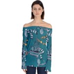 Slytherin Pattern Off Shoulder Long Sleeve Top
