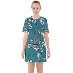 Sixties Short Sleeve Mini Dress 