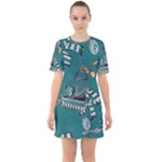Slytherin Pattern Sixties Short Sleeve Mini Dress