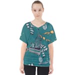 Slytherin Pattern V-Neck Dolman Drape Top