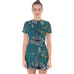 Slytherin Pattern Drop Hem Mini Chiffon Dress