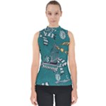 Slytherin Pattern Mock Neck Shell Top