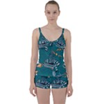 Slytherin Pattern Tie Front Two Piece Tankini
