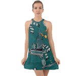 Slytherin Pattern Halter Tie Back Chiffon Dress