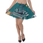 Slytherin Pattern Velvet Skater Skirt