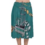 Slytherin Pattern Velvet Flared Midi Skirt