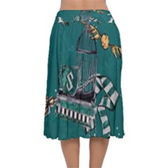 Velvet Flared Midi Skirt 