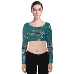 Velvet Long Sleeve Crop Top 