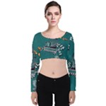 Slytherin Pattern Velvet Long Sleeve Crop Top