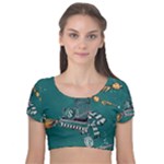 Slytherin Pattern Velvet Short Sleeve Crop Top 