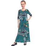 Slytherin Pattern Kids  Quarter Sleeve Maxi Dress