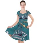 Slytherin Pattern Cap Sleeve Midi Dress