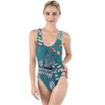 Slytherin Pattern High Leg Strappy Swimsuit