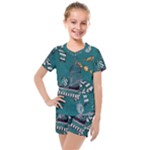 Slytherin Pattern Kids  Mesh Tee and Shorts Set