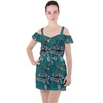 Slytherin Pattern Ruffle Cut Out Chiffon Playsuit