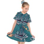 Slytherin Pattern Kids  Short Sleeve Shirt Dress