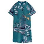 Slytherin Pattern Kids  Boyleg Half Suit Swimwear
