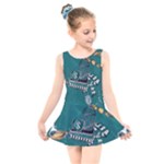 Slytherin Pattern Kids  Skater Dress Swimsuit