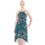 Slytherin Pattern High-Low Halter Chiffon Dress 