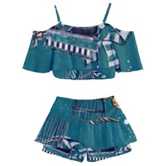 Kids  Off Shoulder Skirt Bikini 