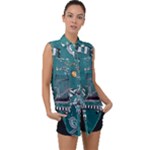 Slytherin Pattern Sleeveless Chiffon Button Shirt