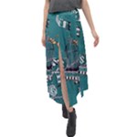 Slytherin Pattern Velour Split Maxi Skirt