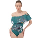 Slytherin Pattern Off Shoulder Velour Bodysuit 