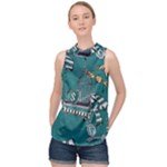 Slytherin Pattern High Neck Satin Top