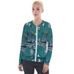 Slytherin Pattern Velour Zip Up Jacket