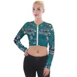 Slytherin Pattern Long Sleeve Cropped Velvet Jacket