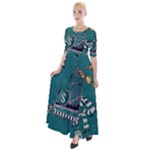 Slytherin Pattern Half Sleeves Maxi Dress