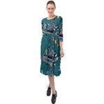 Slytherin Pattern Ruffle End Midi Chiffon Dress