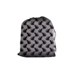 Black Cats On Gray Drawstring Pouch (Medium)