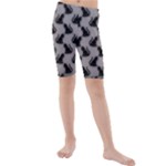 Black Cats On Gray Kids  Mid Length Swim Shorts