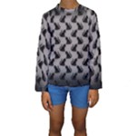 Black Cats On Gray Kids  Long Sleeve Swimwear