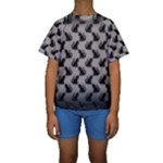 Black Cats On Gray Kids  Short Sleeve Swimwear