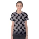 Black Cats On Gray Women s Cotton Tee