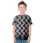 Black Cats On Gray Kids  Cotton Tee