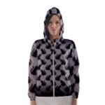 Black Cats On Gray Women s Hooded Windbreaker