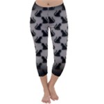 Black Cats On Gray Capri Winter Leggings 