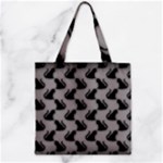 Black Cats On Gray Zipper Grocery Tote Bag