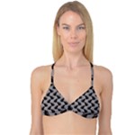 Black Cats On Gray Reversible Tri Bikini Top